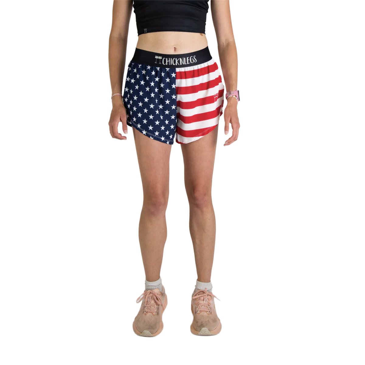 ChicknLegs 4" Half Split Shorts — USA Flag — Size Small — Front View