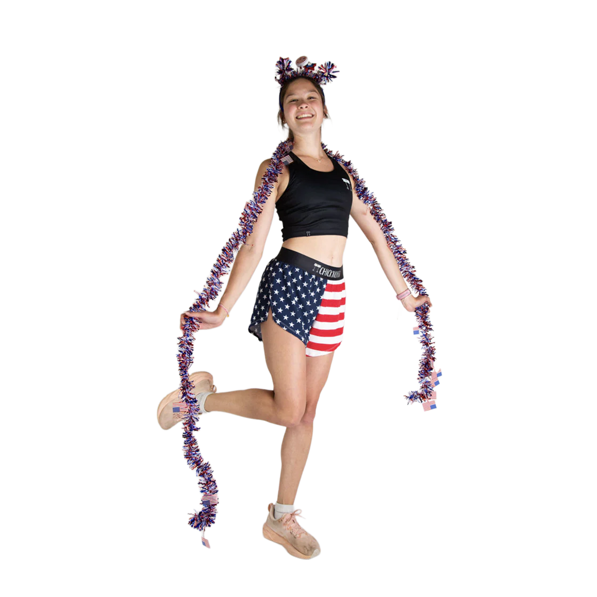 ChicknLegs 4" Half Split Shorts — USA Flag — Size Small — Detail View