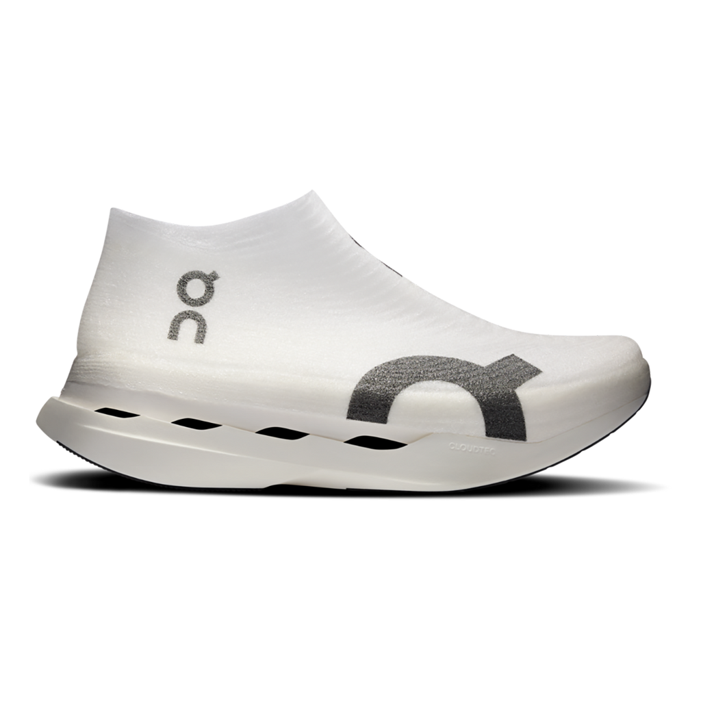 ON Cloudboom Strike LS — White - Black — Size D — Width 4.5 M / 6 W — Front View