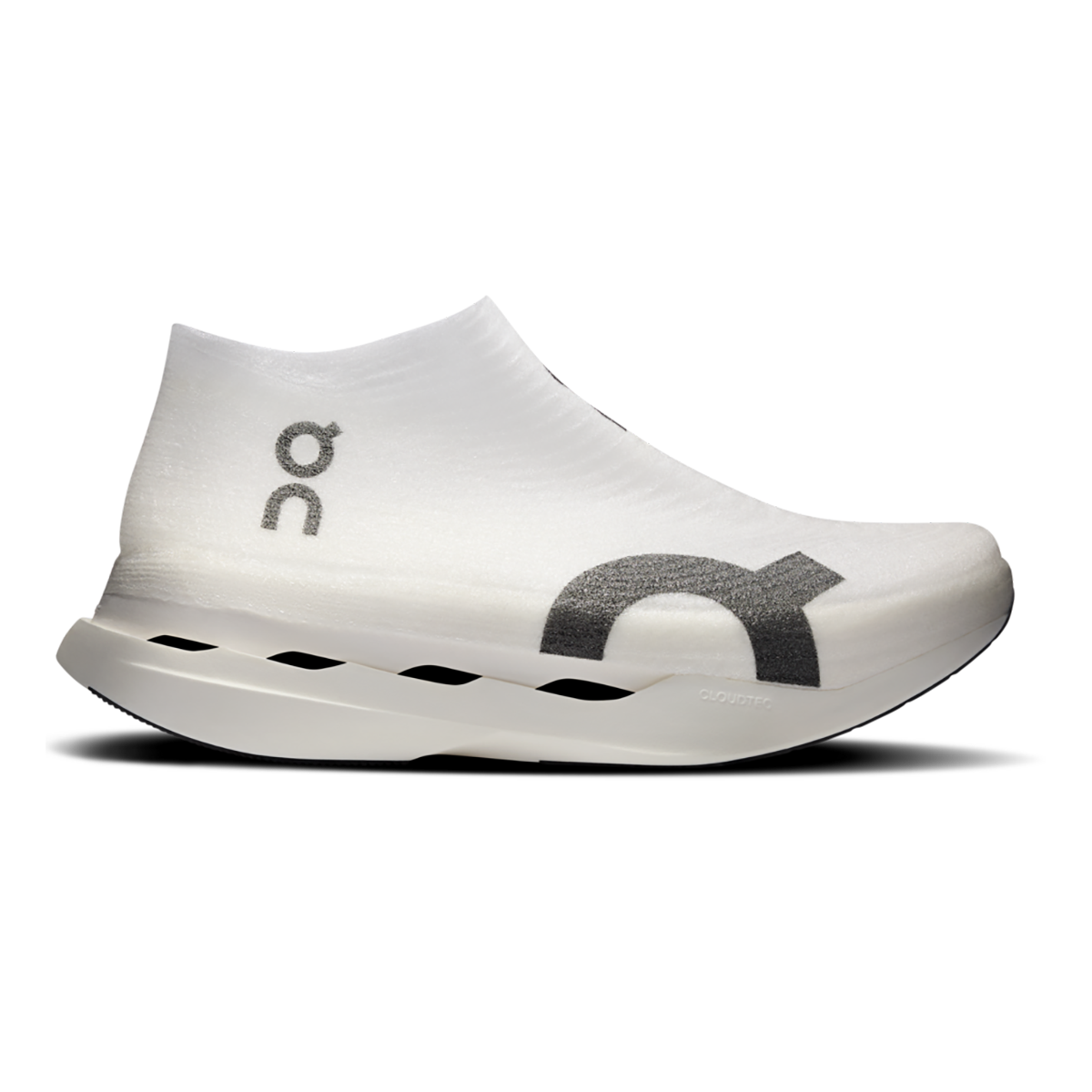 ON Cloudboom Strike LS — White - Black — Size D — Width 4.5 M / 6 W — Front View