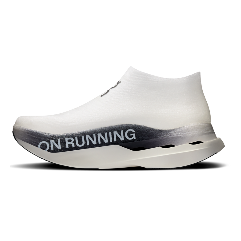 ON Cloudboom Strike LS — White - Black — Size D — Width 4.5 M / 6 W — Side View