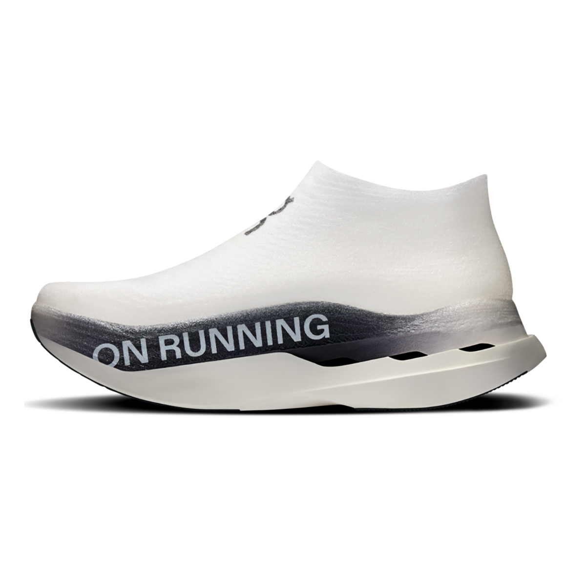 ON Cloudboom Strike LS — White - Black — Size D — Width 4.5 M / 6 W — Side View