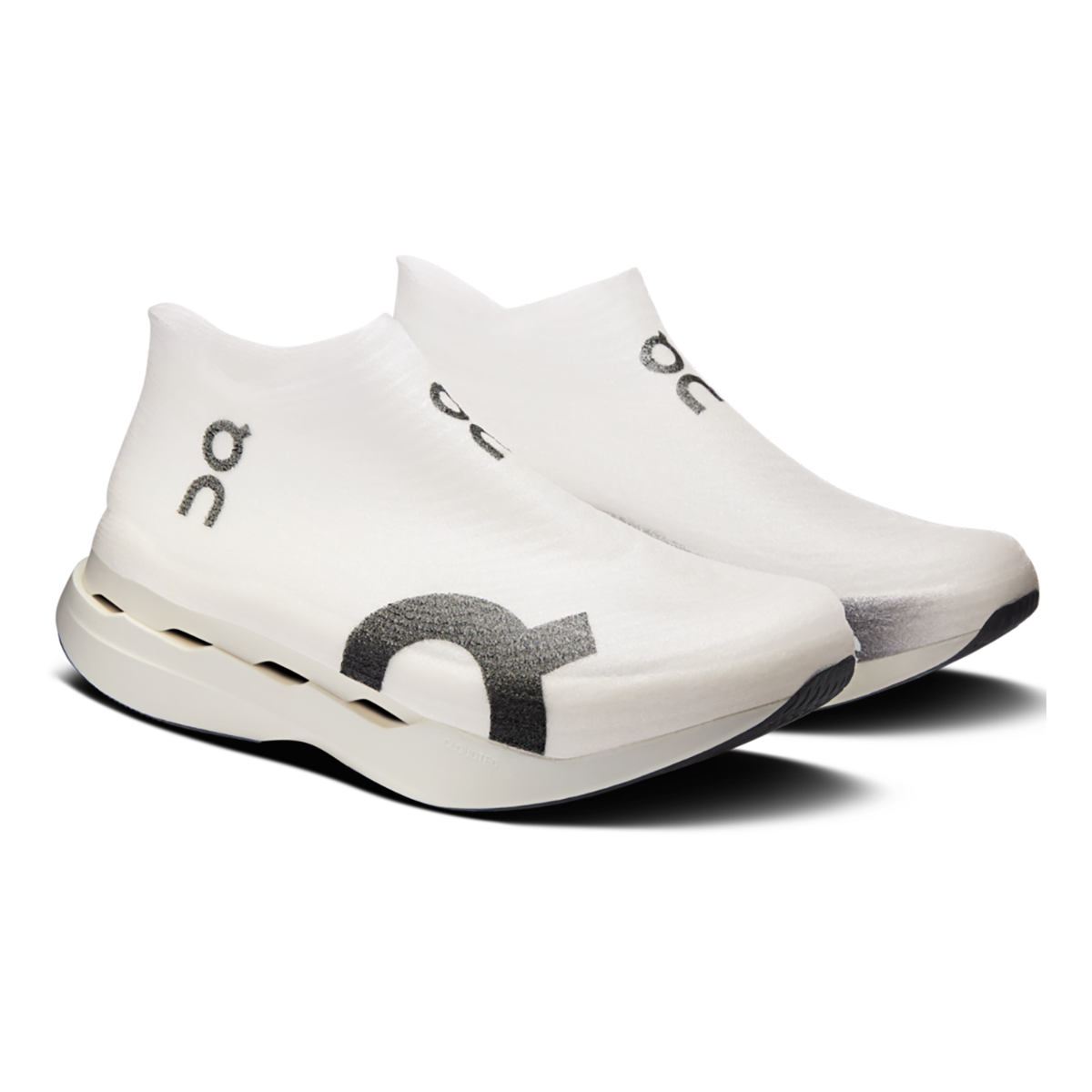 ON Cloudboom Strike LS — White - Black — Size D — Width 4.5 M / 6 W — Back View