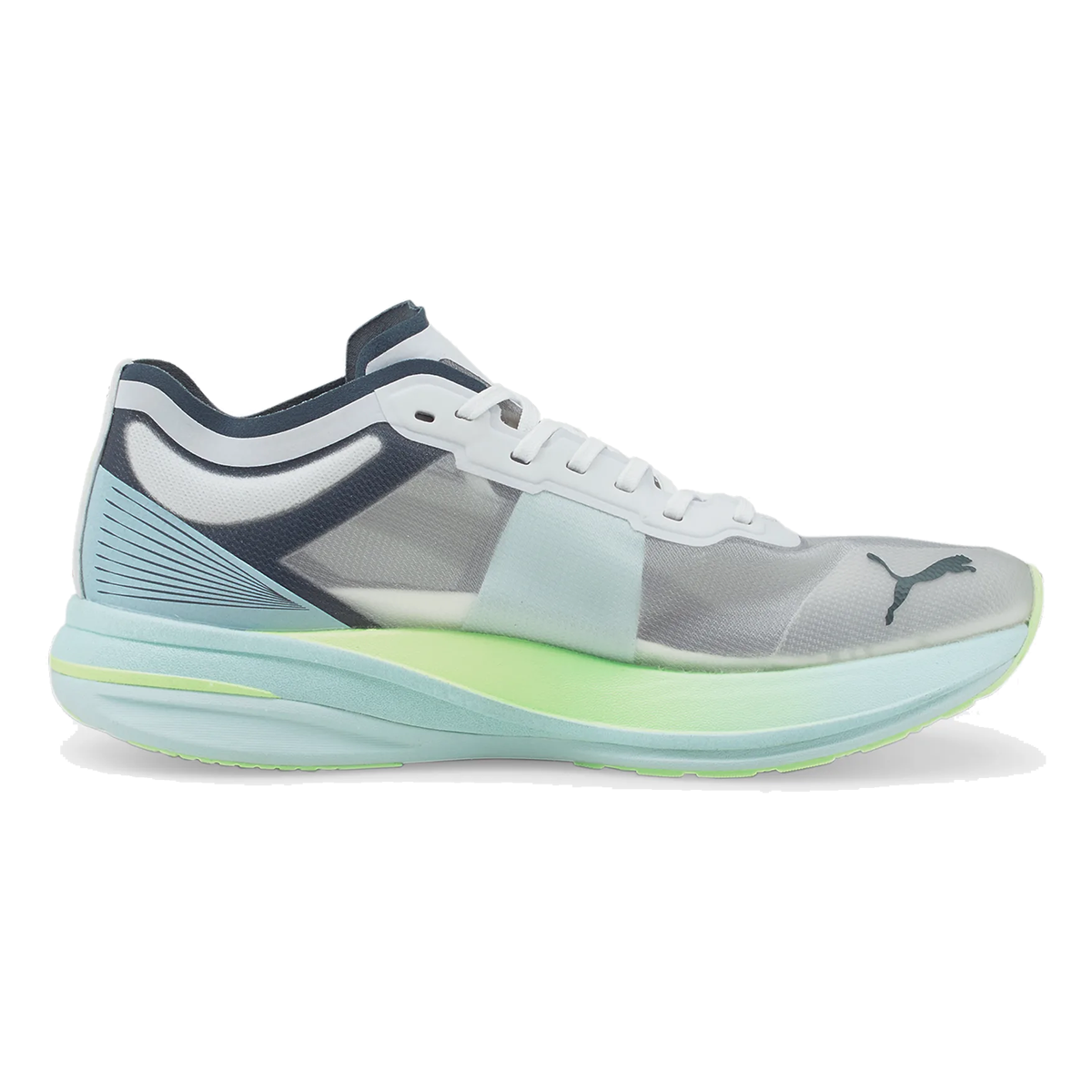Puma Deviate Nitro Elite — White - Dark Slate - Fizzy Light — Size D — Width 9 — Front View