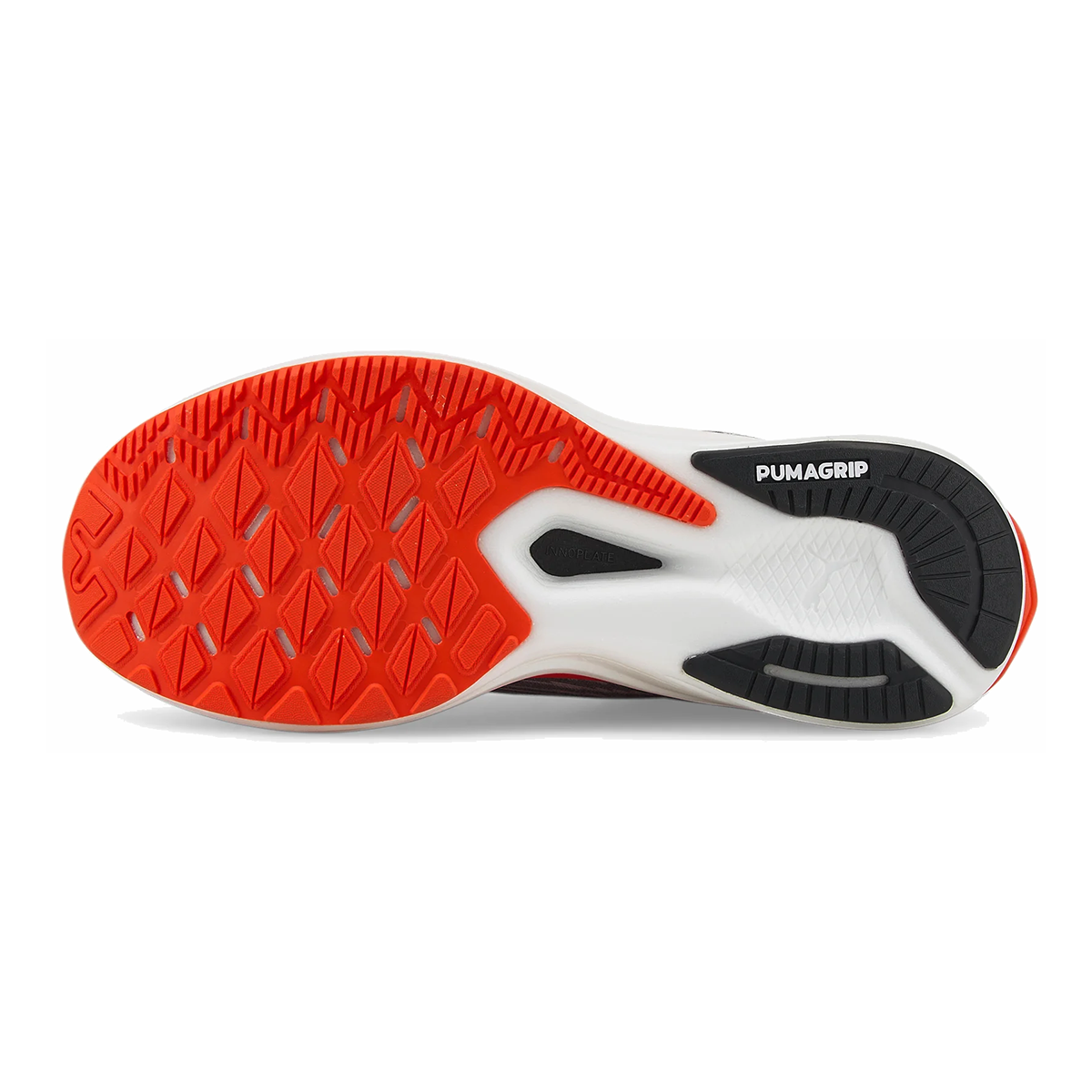 Puma Deviate Nitro — Asphalt - Harbor Mist - Cherry Tomato — Size D — Width 8 — Detail View