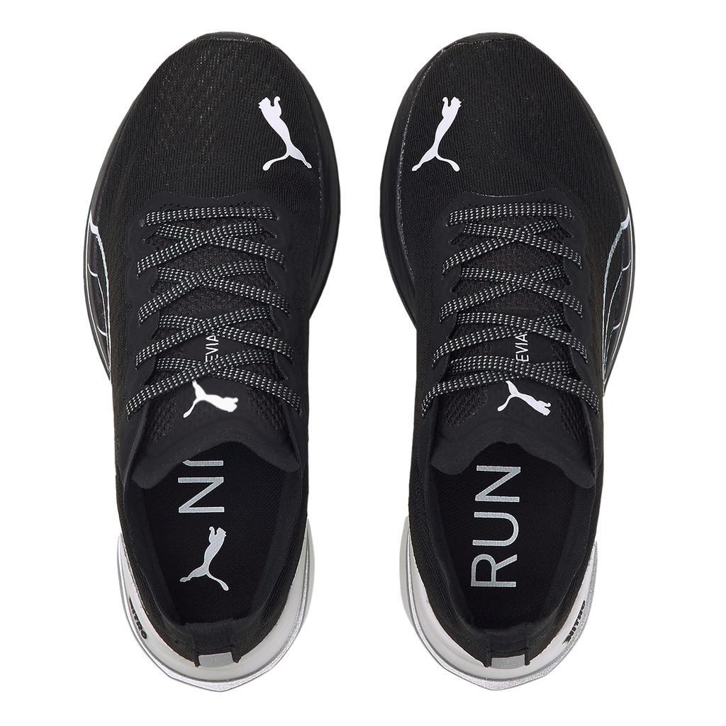 Puma Deviate Nitro — Black - White — Size B — Width 6 — Back View