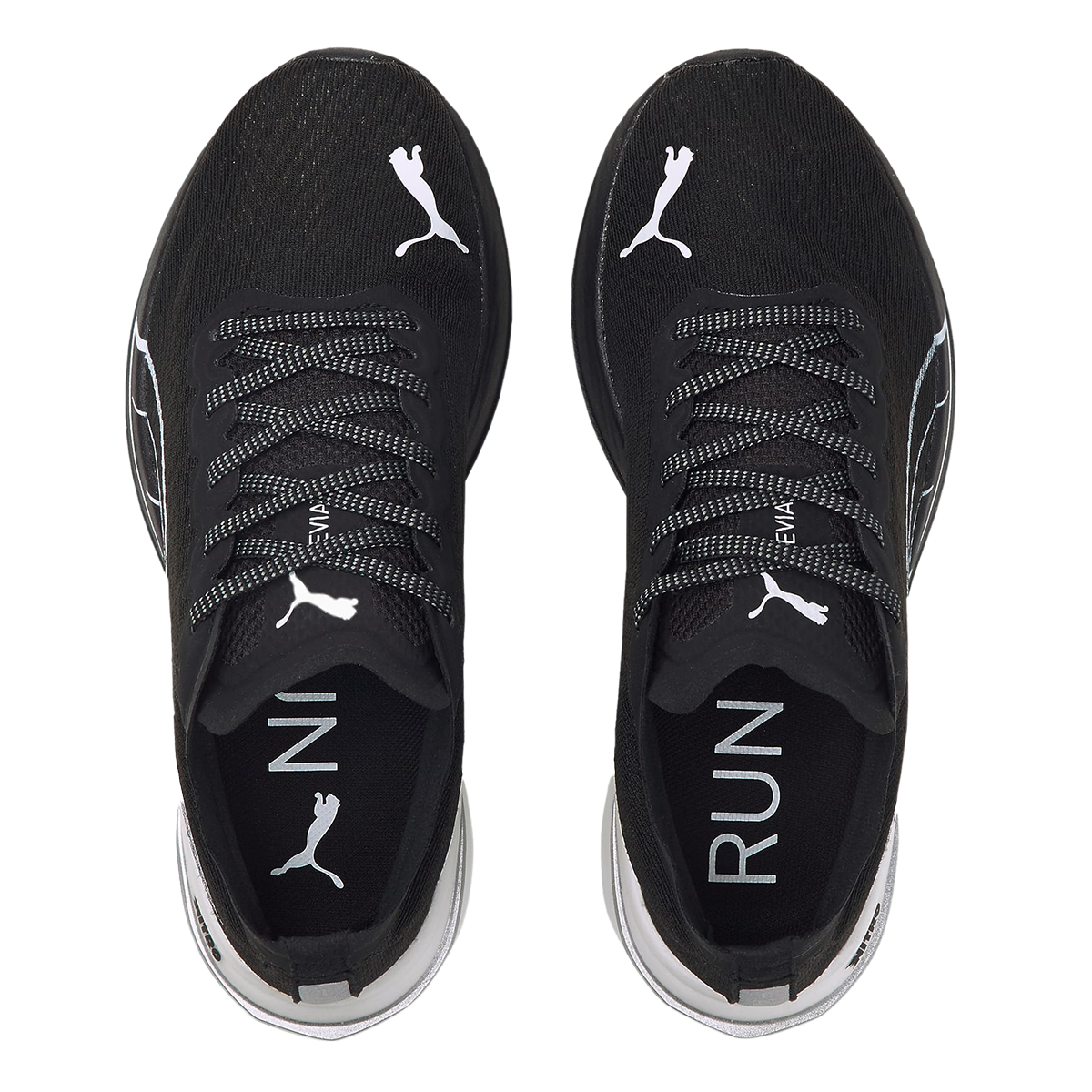 Puma Deviate Nitro — Black - White — Size B — Width 6 — Back View