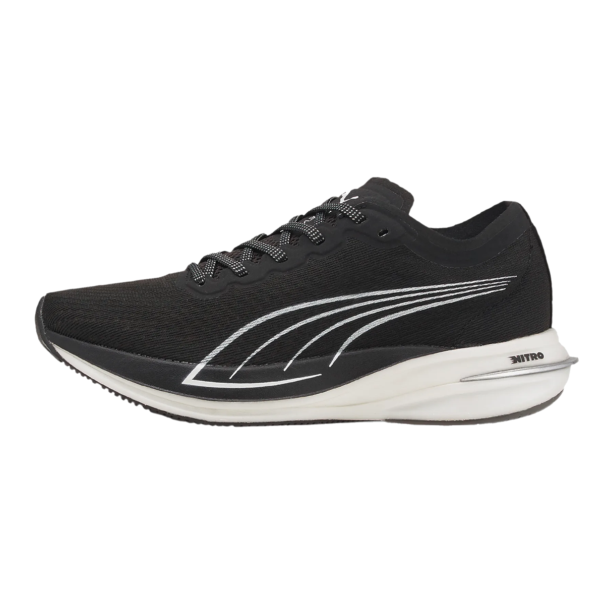 Puma Deviate Nitro — Black - White — Size B — Width 6 — Side View