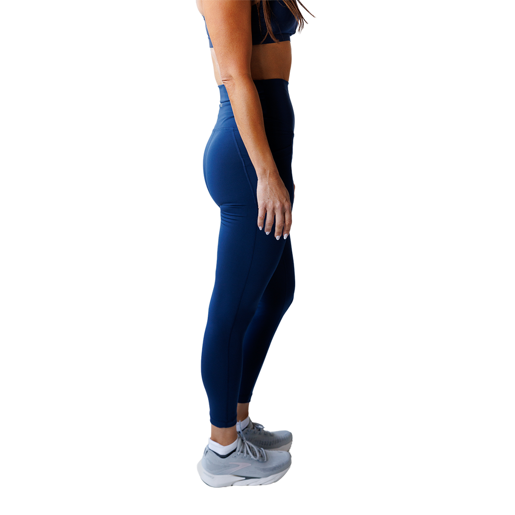 F2R Lux Elastic Free Super High Rise Side Pocket Ankle Tight — Naval Academy — Size XSmall — Lifestyle View