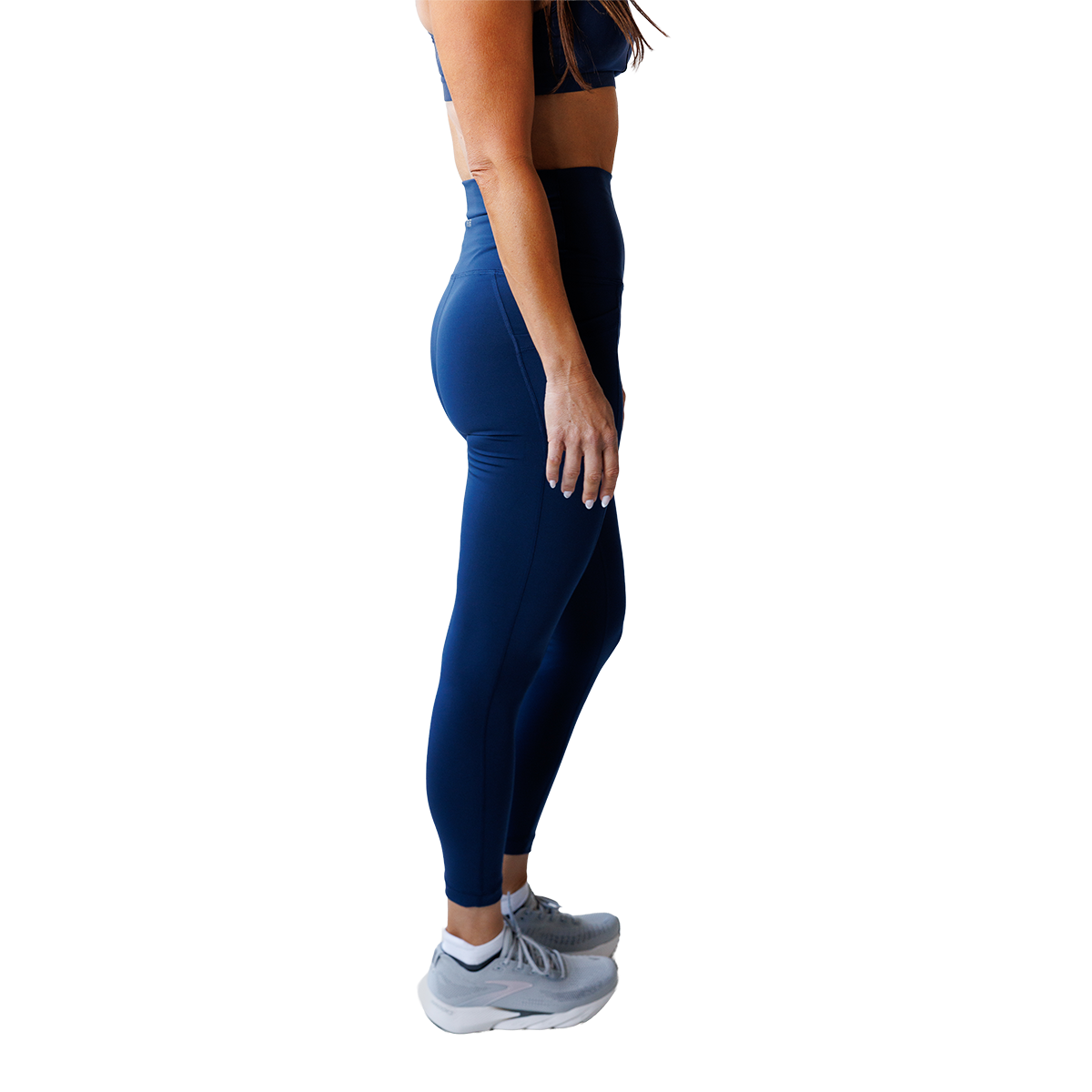 F2R Lux Elastic Free Super High Rise Side Pocket Ankle Tight — Naval Academy — Size XSmall — Lifestyle View