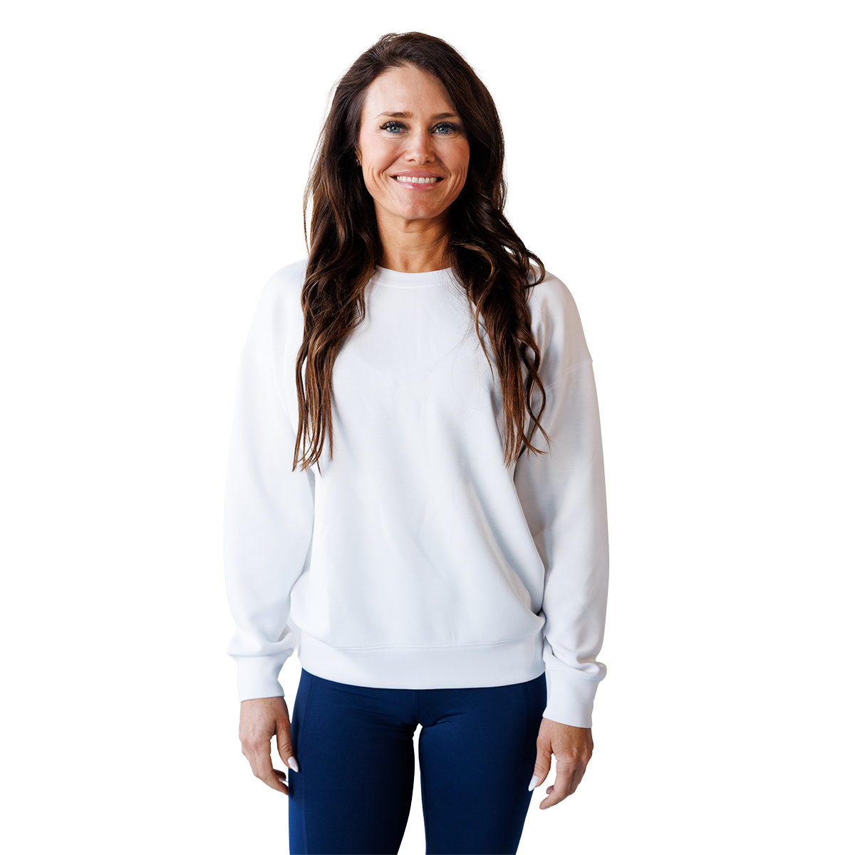 F2R Softlite Sandwashed Meet/Greet Crew Pullover — White — Size XSmall — Front View