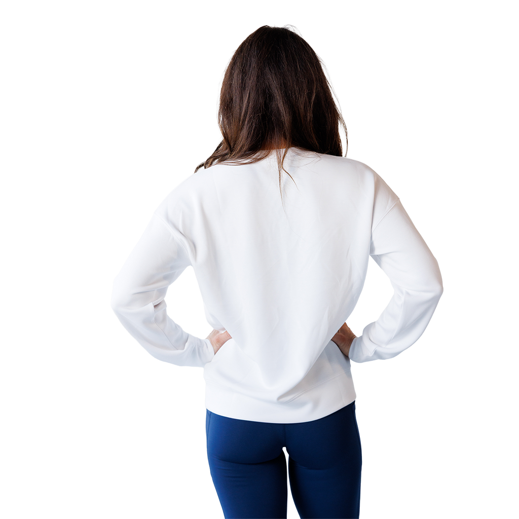 F2R Softlite Sandwashed Meet/Greet Crew Pullover — White — Size XSmall — Back View
