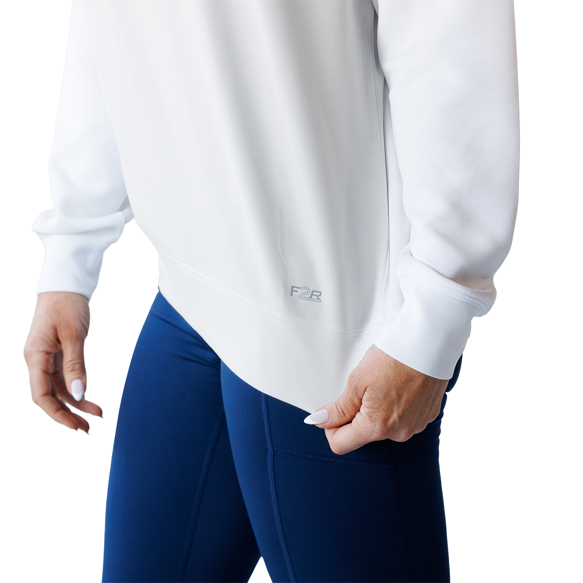 F2R Softlite Sandwashed Meet/Greet Crew Pullover — White — Size XSmall — Detail View