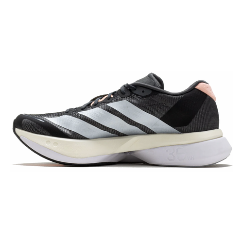 Adidas Adizero Boston 13 — Grey Five - Ftwr White - Haze Coral — Size B — Width 6.5 — Side View