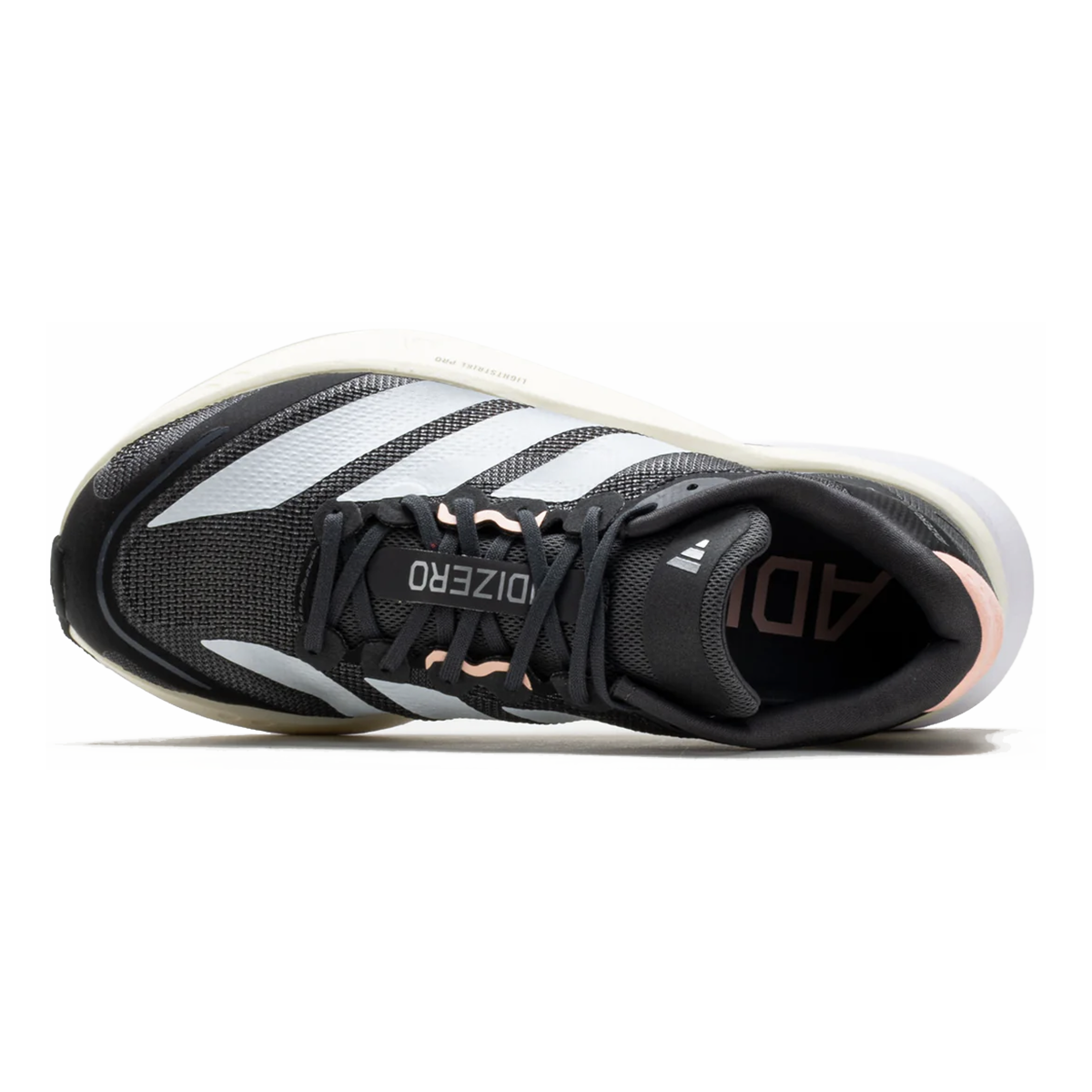 Adidas Adizero Boston 13 — Grey Five - Ftwr White - Haze Coral — Size B — Width 6.5 — Back View