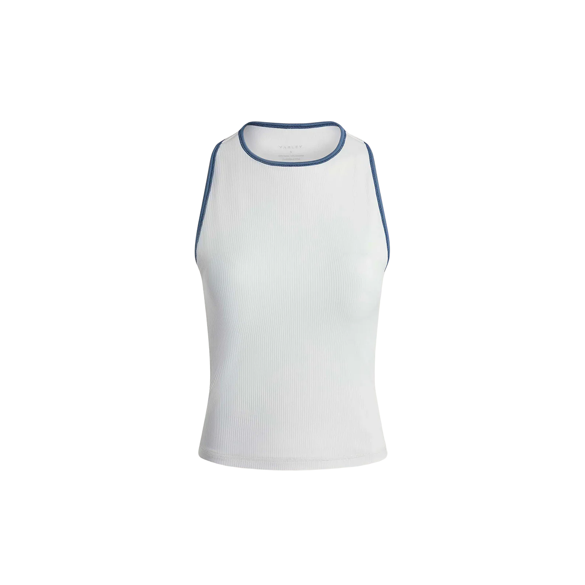 Varley Agneta Performance Tank — White - Blue Rain — Size XSmall — Back View
