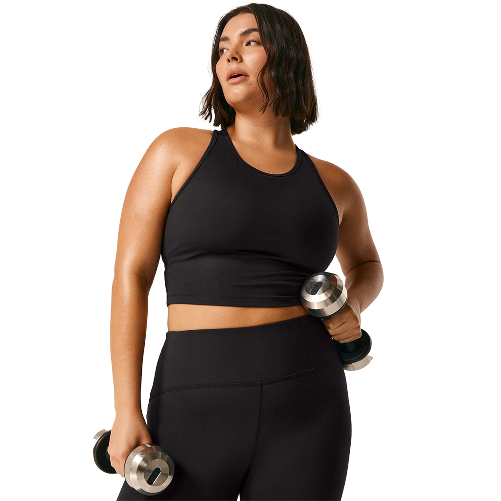 Beyond Yoga Powerbeyond Strive Cropped Tank — Black — Size XSmall — Lifestyle View