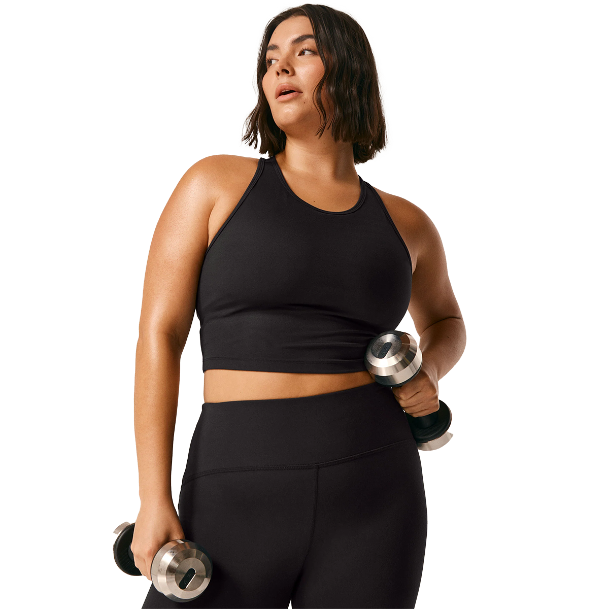 Beyond Yoga Powerbeyond Strive Cropped Tank — Black — Size XSmall — Lifestyle View
