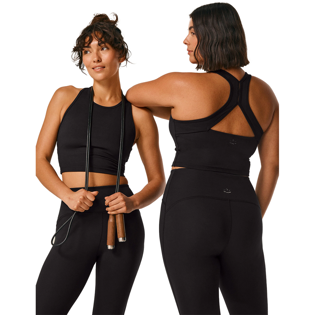 Beyond Yoga Powerbeyond Strive Cropped Tank — Black — Size XSmall — Side View