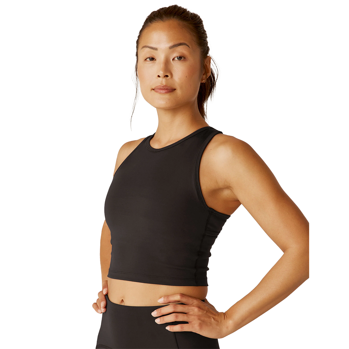 Beyond Yoga Powerbeyond Strive Cropped Tank — Black — Size XSmall — Back View