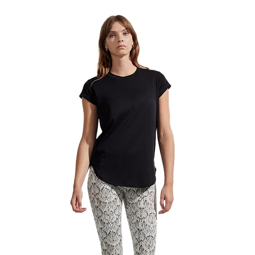 Varley Jade Seamless Tee — Black — Size XXSmall / XSmall — Front View