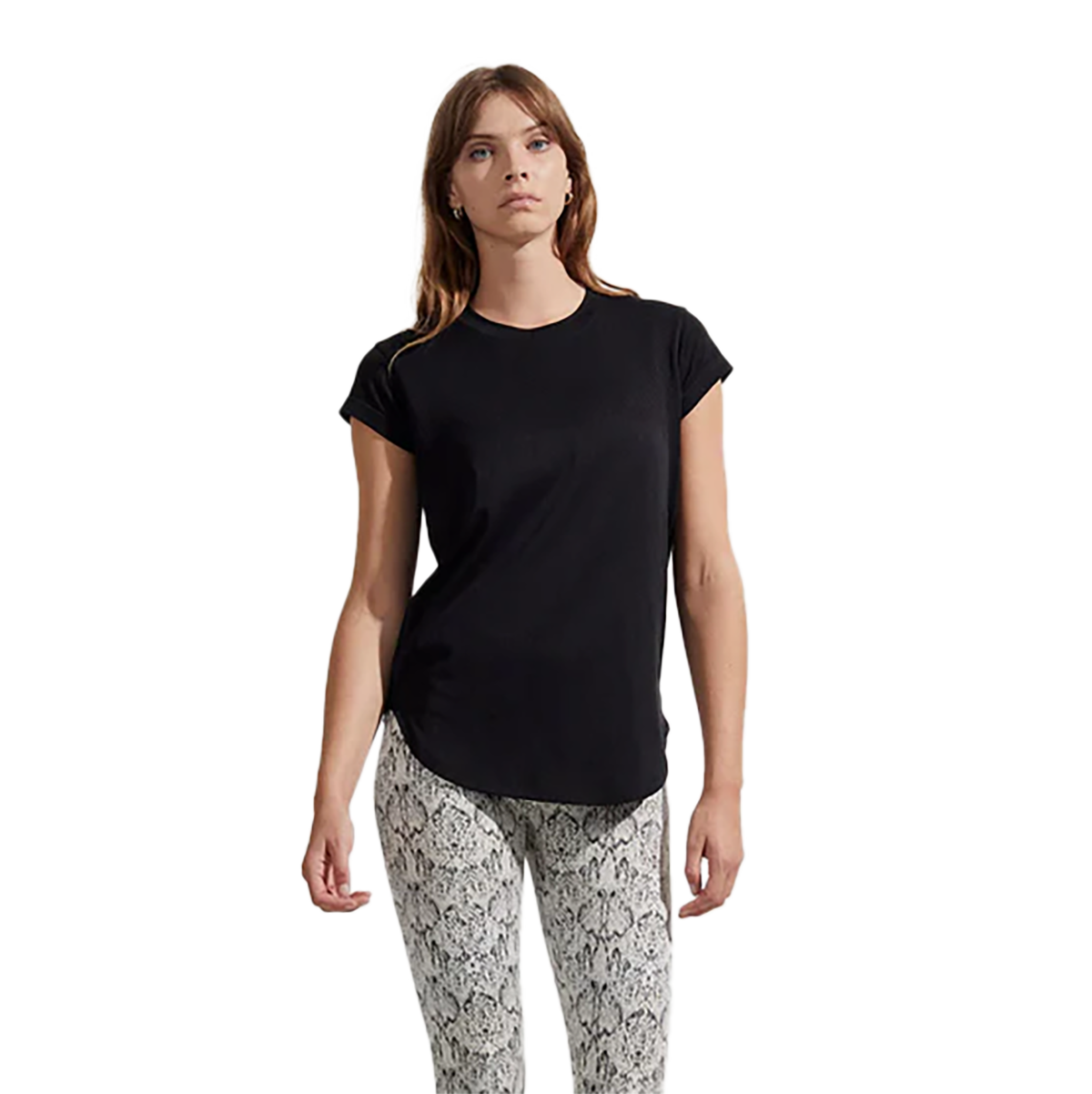 Varley Jade Seamless Tee — Black — Size XXSmall / XSmall — Front View