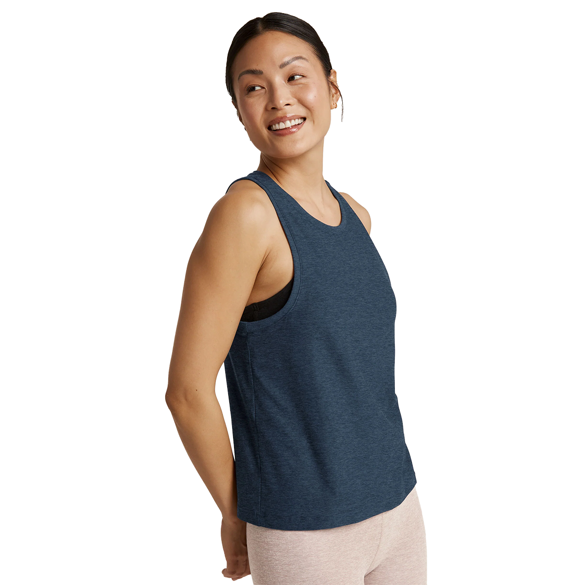 Beyond Yoga Featherweight Rebalance Tank — Nocturnal Navy — Size XSmall — Side View