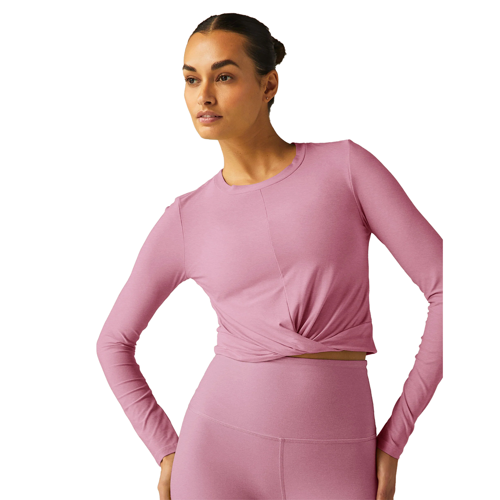 Beyond Yoga Featherweight Daydreamer Pullover — Pink Haze Heather — Size XSmall — Front View