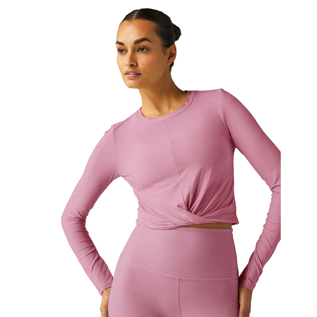 Beyond Yoga Featherweight Daydreamer Pullover — Pink Haze Heather — Size XSmall — Front View