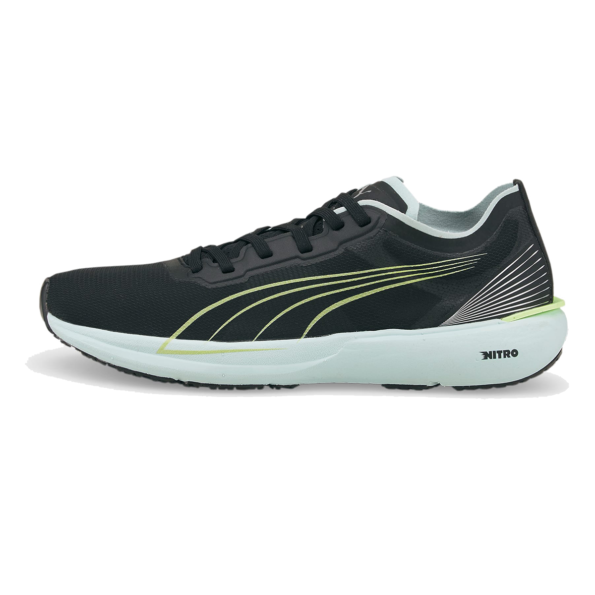 Puma Liberate Nitro — Black - Nitro Blue — Size B — Width 6.5 — Side View