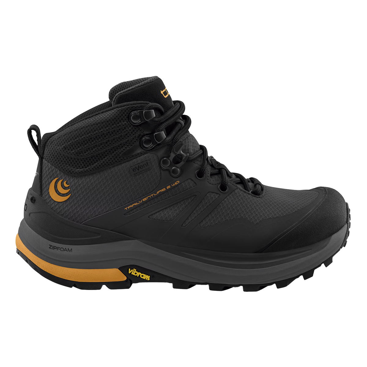 Topo Trailventure 2 WP — Charcoal - Orange — Size D — Width 9.5 — Front View