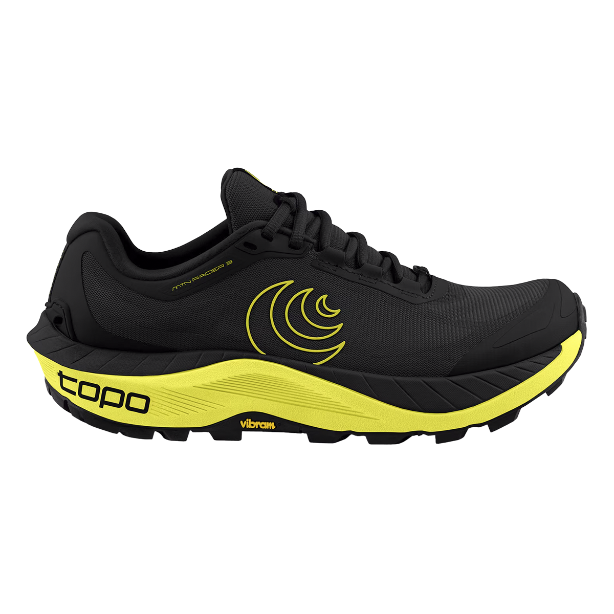 Topo MTN Racer 3 — Black - Lime — Size D — Width 10.5 — Front View