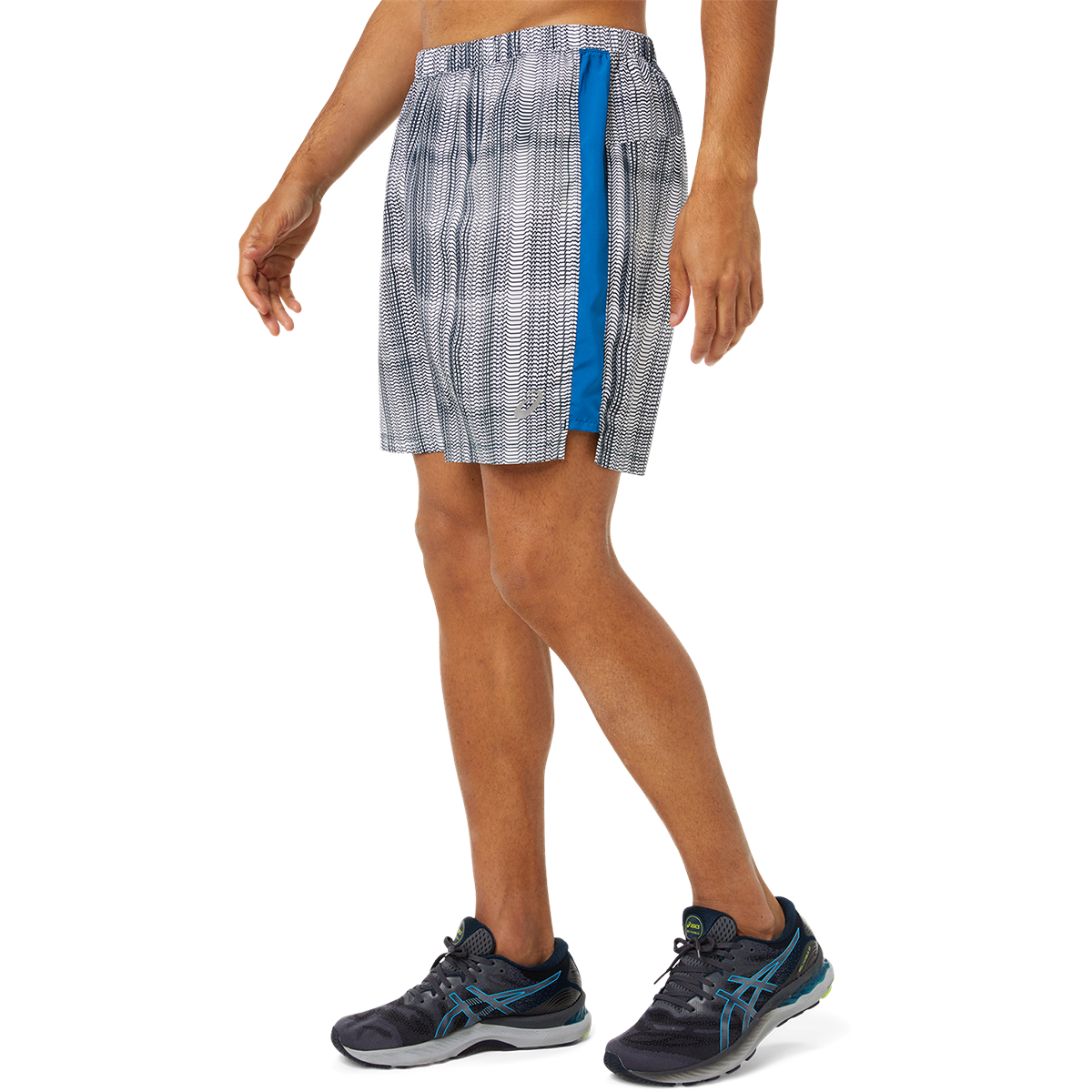 Asics Ready-Set 7" GPX Short — French Blue Print - Lake Drive — Size Small — Side View