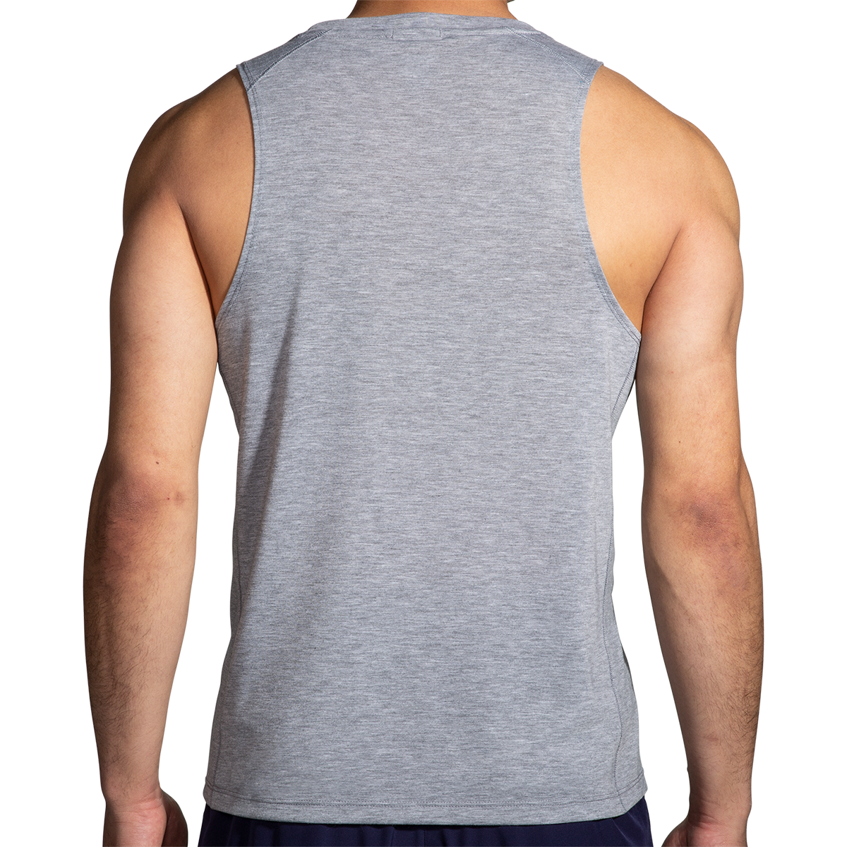 Brooks Distance 2.0 Tank — Heather Ash - Brooks Track Stripe — Size Small — Side View