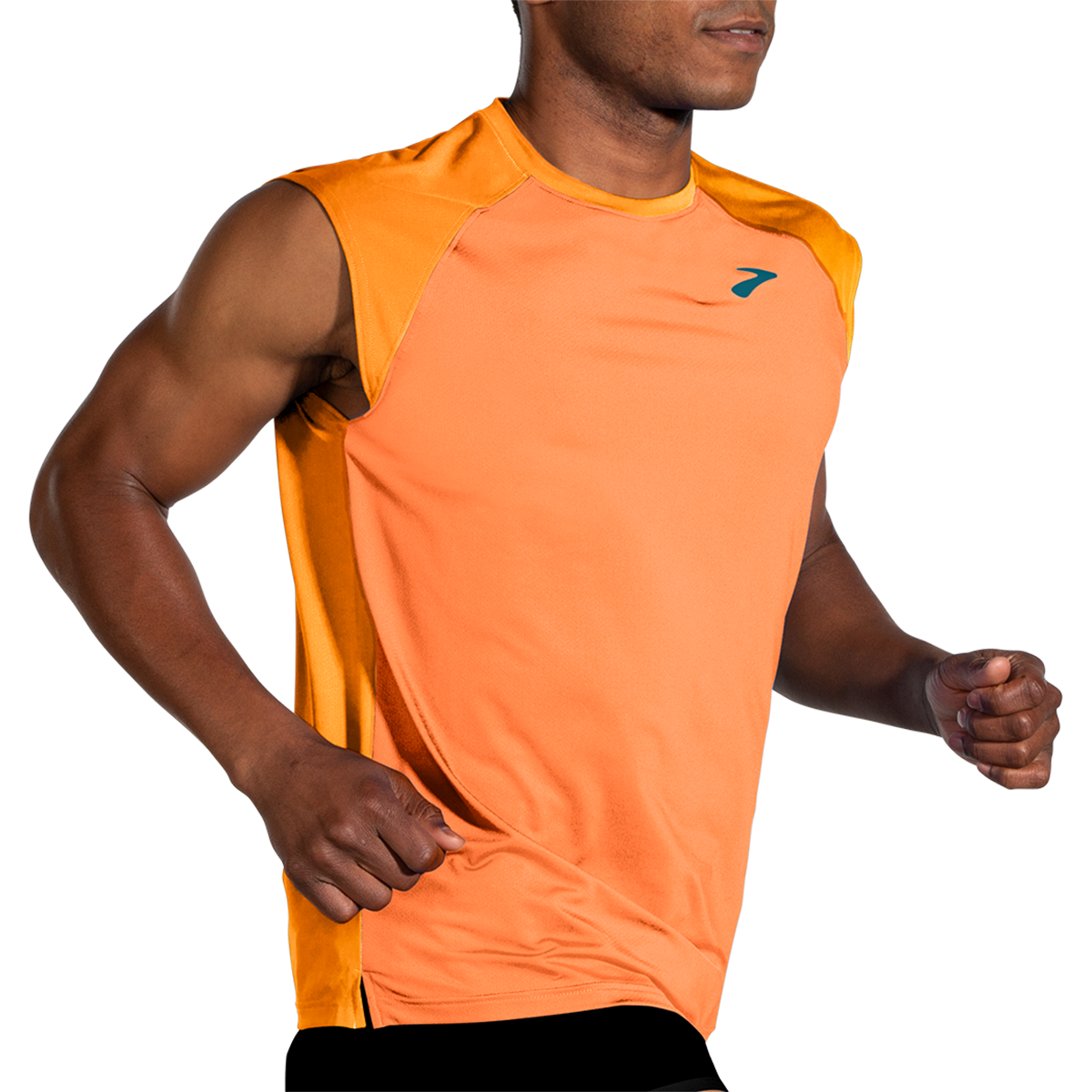 Brooks Atmosphere Sleeveless 2.0 — Marigold - Sun Glow — Size Small — Side View