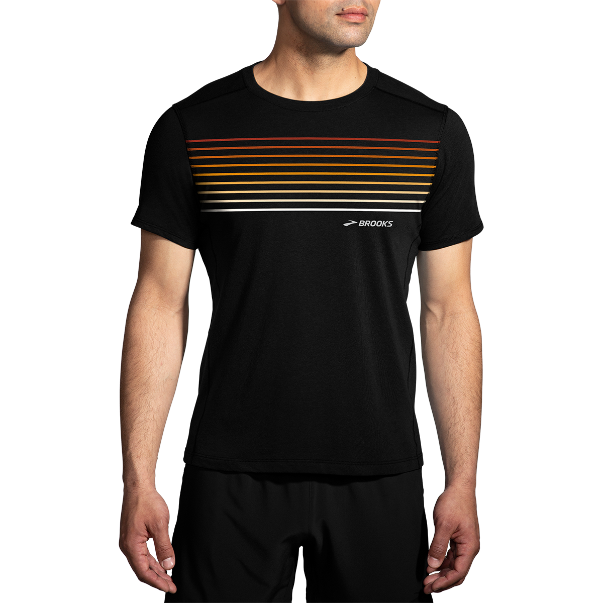 Brooks Distance 2.0 Shortsleeve — Heather Navy - BR Track Stripe — Size Small — Alternate View 8