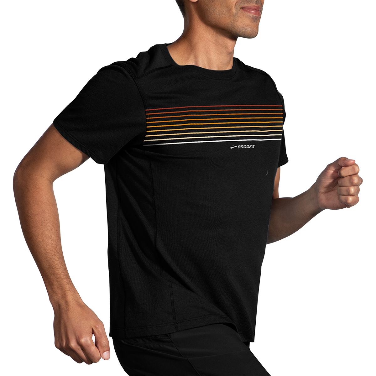 Brooks Distance 2.0 Shortsleeve — Heather Navy - BR Track Stripe — Size Small — Alternate View 10
