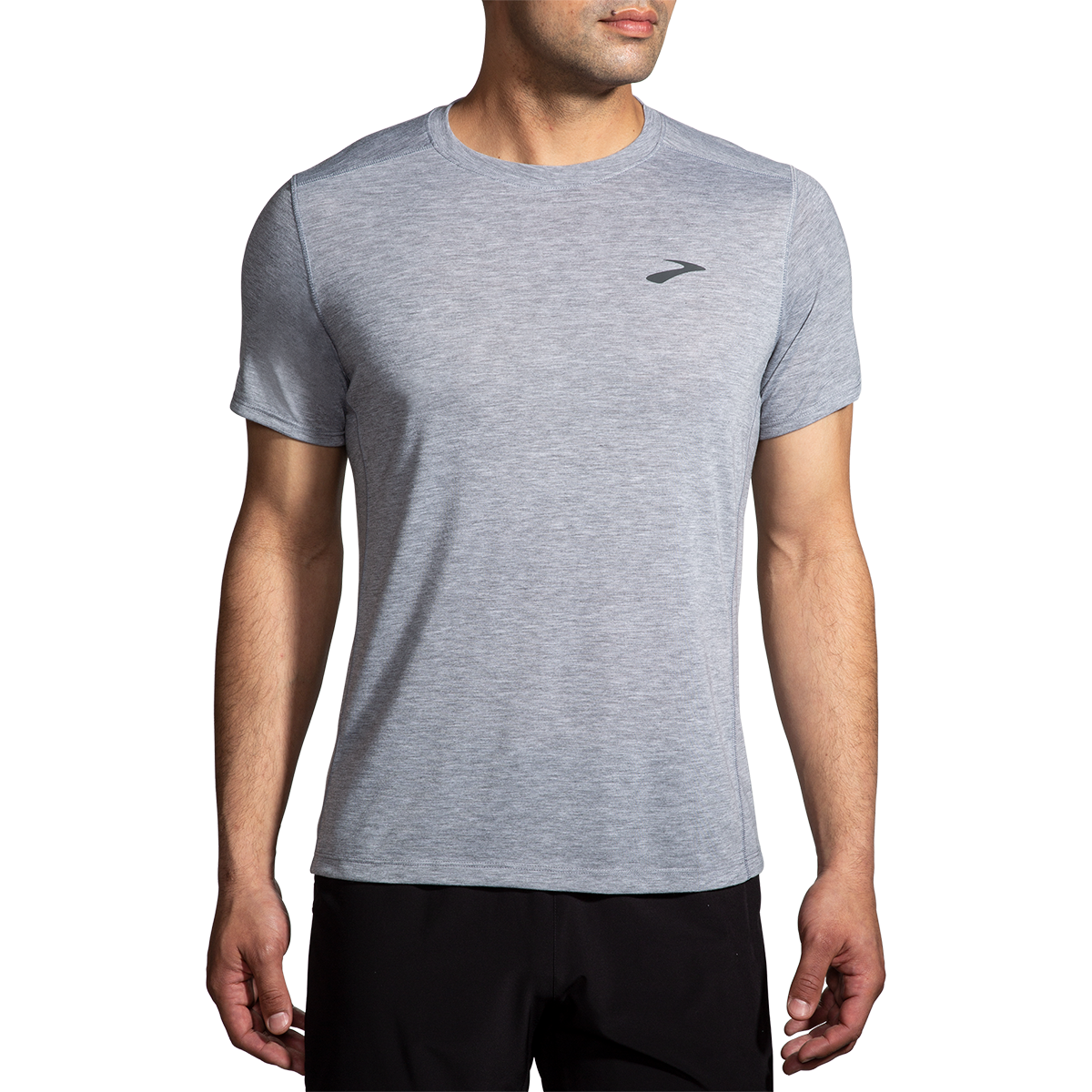 Brooks Distance 2.0 Shortsleeve — Heather Navy - BR Track Stripe — Size Small — Alternate View 12