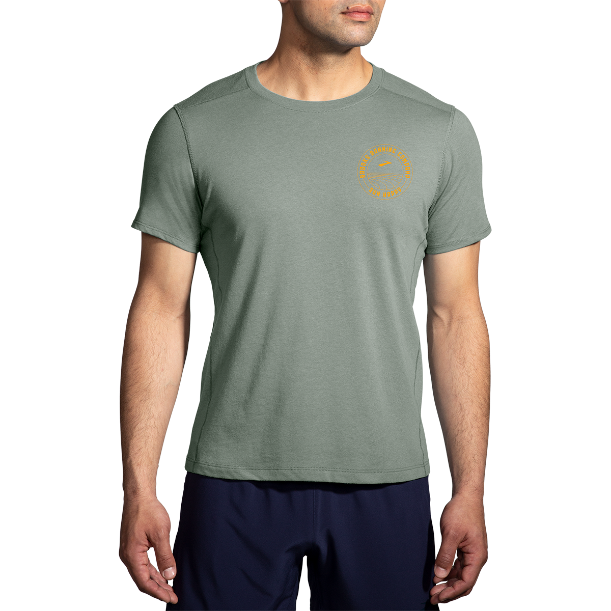 Brooks Distance 2.0 Shortsleeve — Heather Navy - BR Track Stripe — Size Small — Alternate View 22