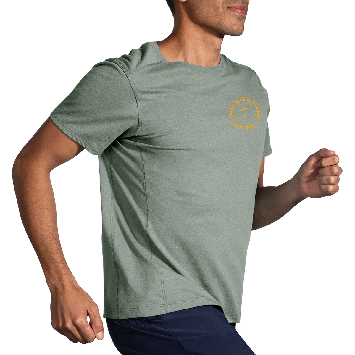 Brooks Distance 2.0 Shortsleeve — Heather Navy - BR Track Stripe — Size Small — Alternate View 24