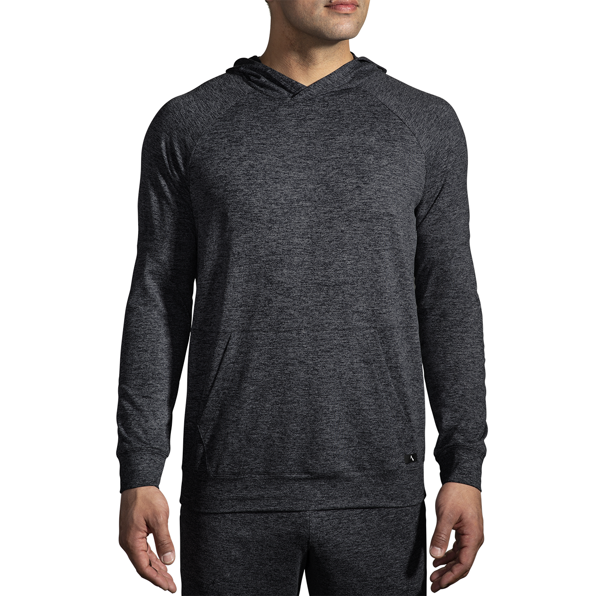 Brooks Luxe Hoodie — Heather Black — Size Small — Back View