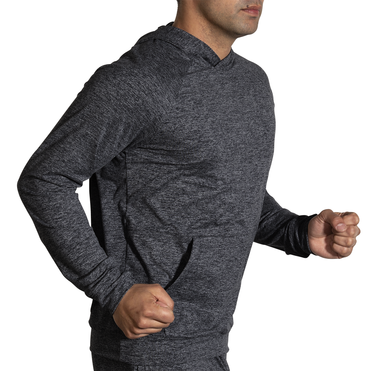 Brooks Luxe Hoodie — Heather Black — Size Small — Top View