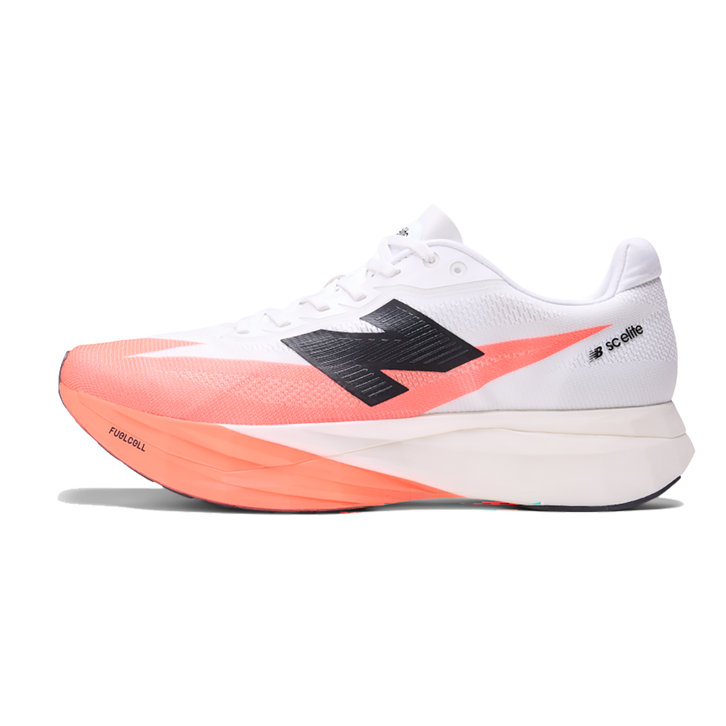 New Balance Fuel Cell SuperComp Elite V5 — Urgent Red — Size D — Width 7 — Side View