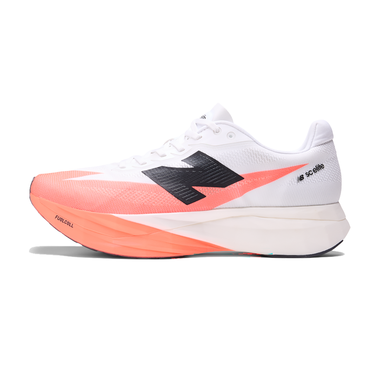 New Balance Fuel Cell SuperComp Elite V5 — Urgent Red — Size D — Width 7 — Side View