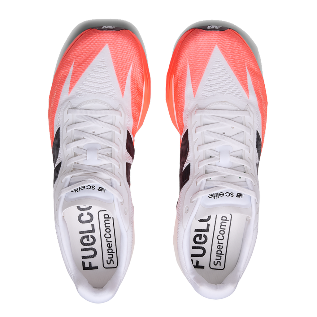 New Balance Fuel Cell SuperComp Elite V5 — Urgent Red — Size D — Width 7 — Back View