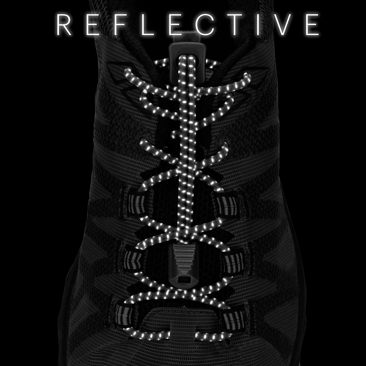 Nathan Reflective Run Laces — Black — Back View