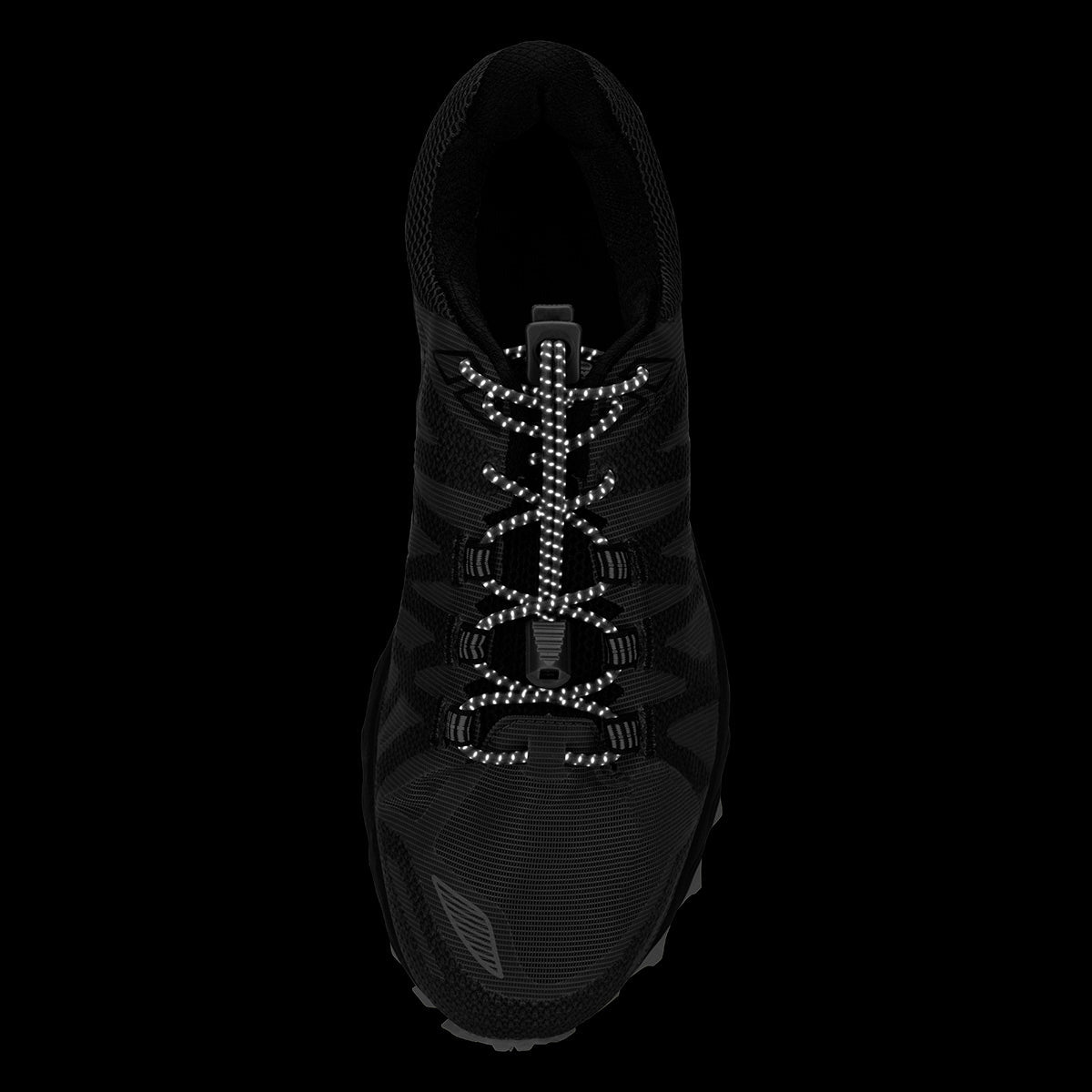 Nathan Reflective Run Laces — Black — Top View