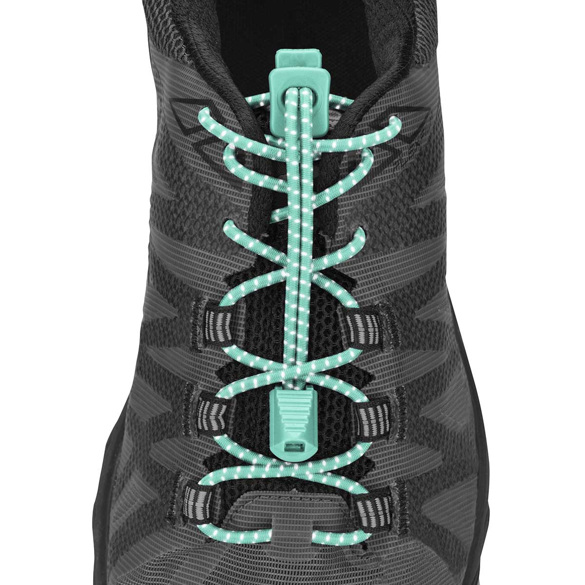 Nathan Reflective Run Laces — Black — Detail View