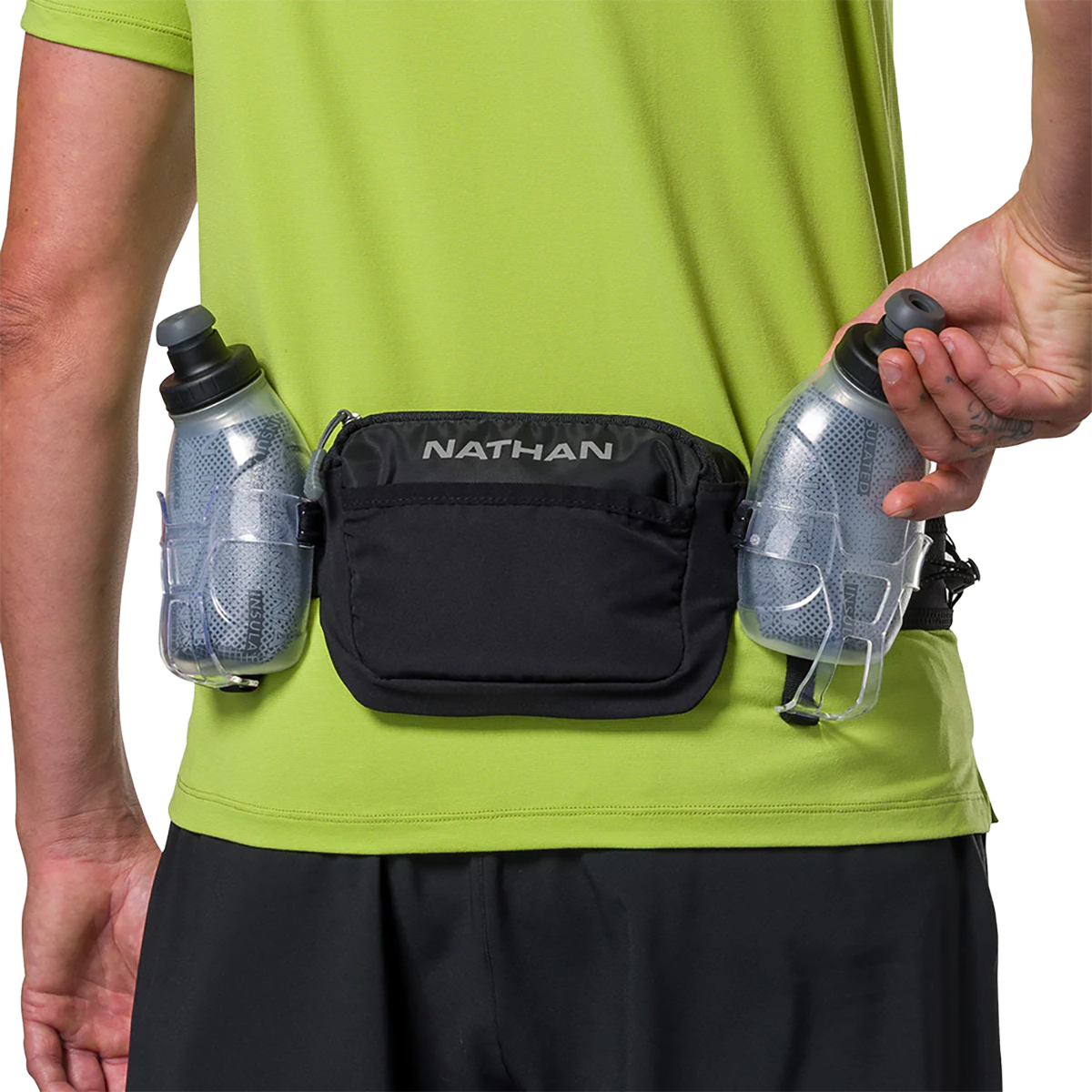 Nathan Trail Mix Plus 2 Hydration Belt — Black - Reflective Silver — Size One Size — Back View
