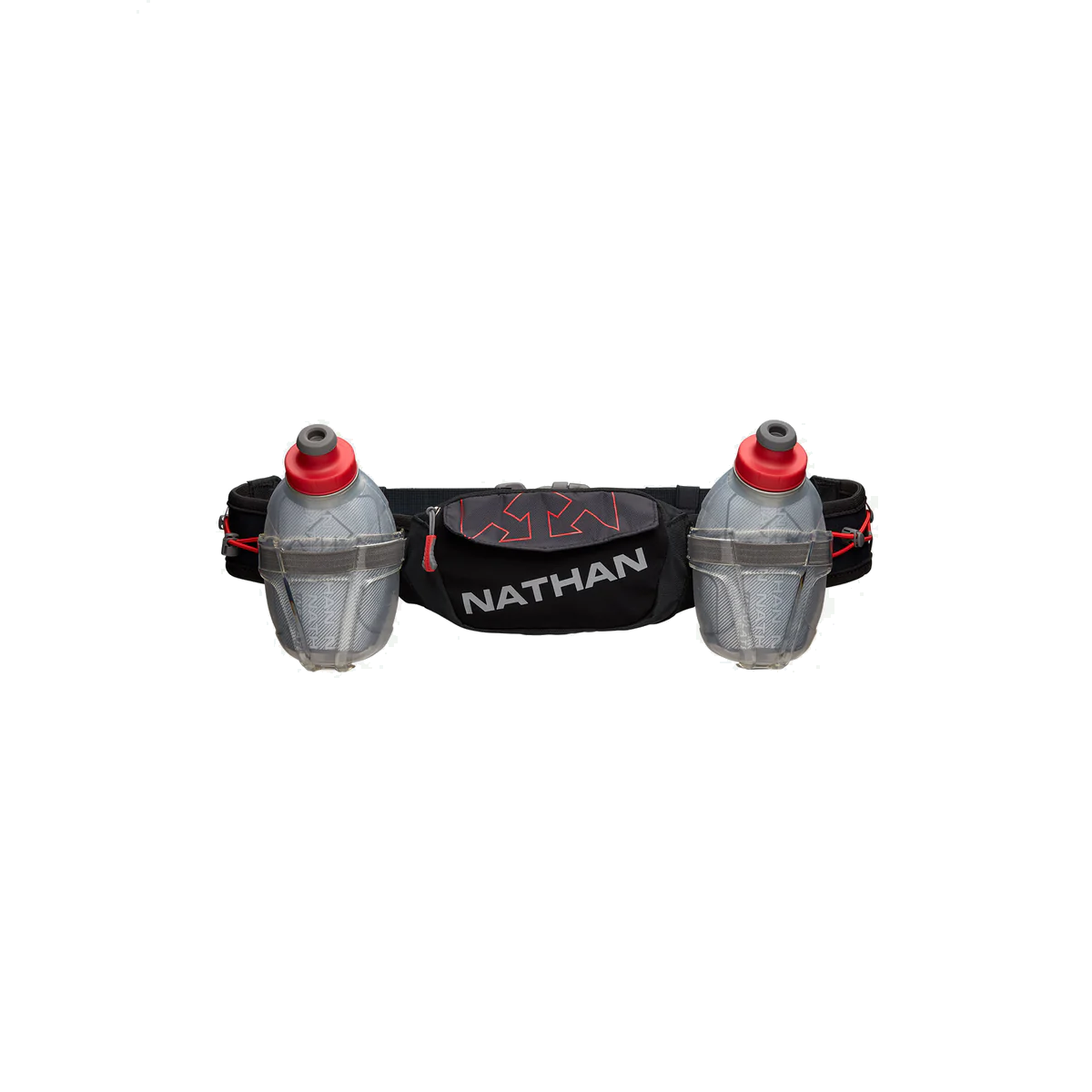 Nathan Trail Mix Plus 2 Insulated Hydration Belt — Black - High Risk Red - Steel Grey — Size One Size — Detail View